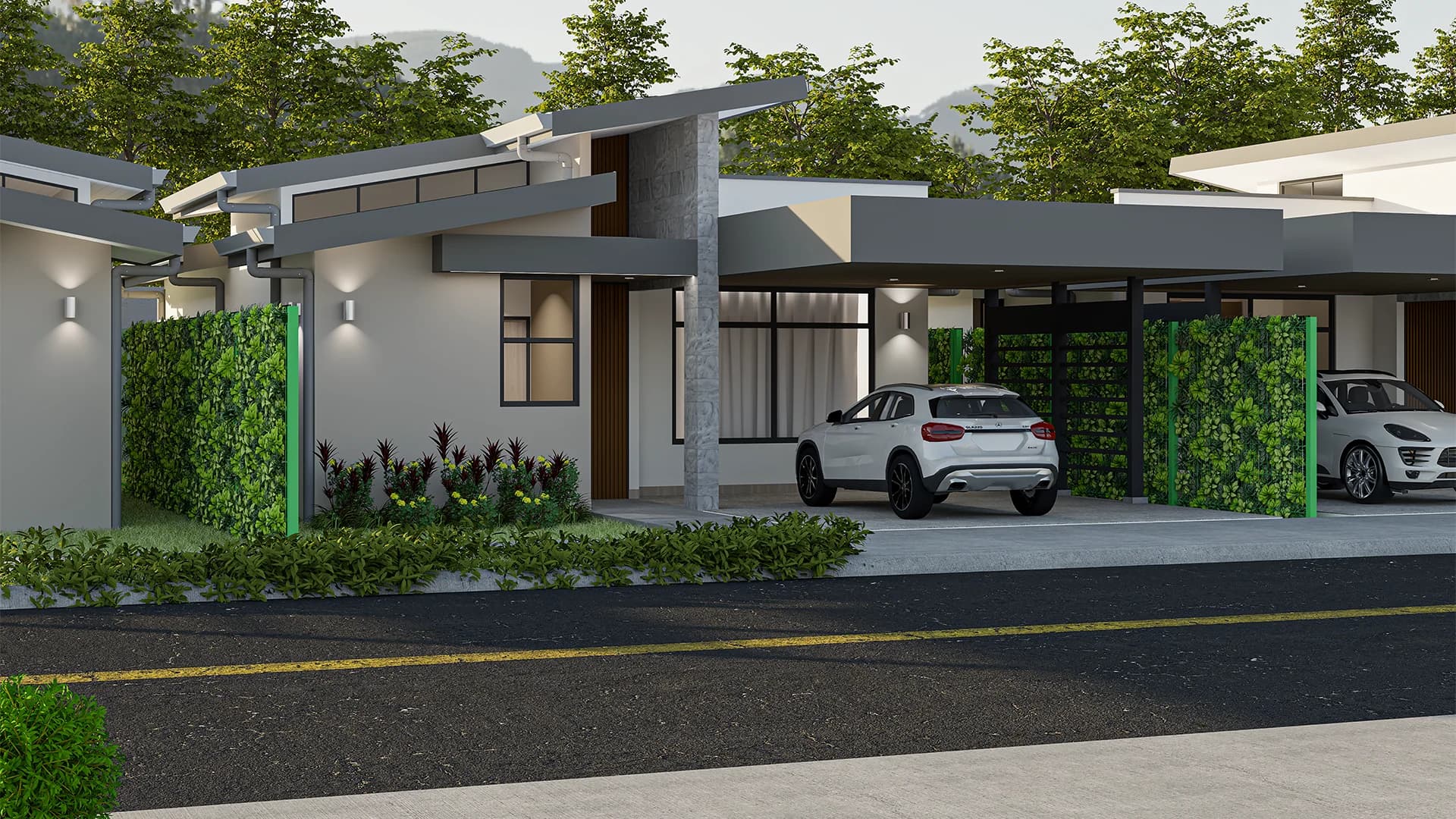 Vista frontal de la casa Modelo C en Verde Horizonte